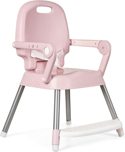Chaise haute pour bébés transformable en rehausseur et chaise en Rose - Ms Innovations