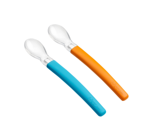 Wee baby : ensemble 2 cuilléres en silicone Orange/bleu
