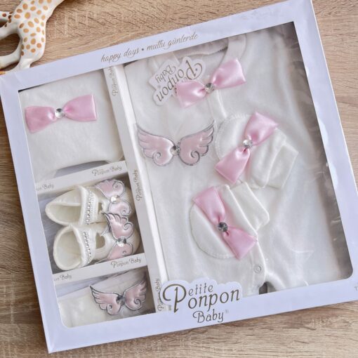 Coffret cadeau naissance bébé ange papillon - Petite ponpon