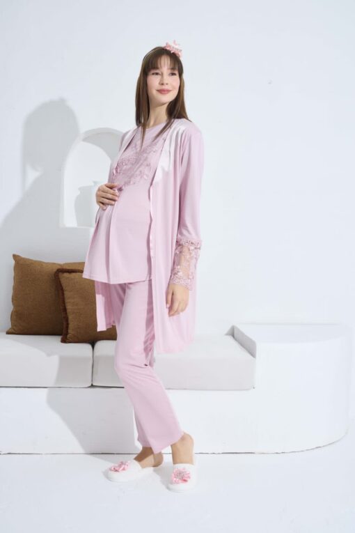 Pyjama grossesse allaitement rose 3 pcs